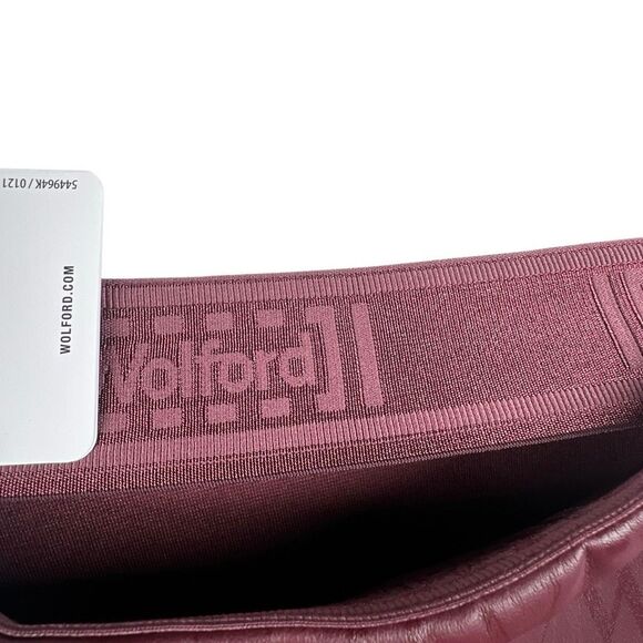NWT Wolford Net Vegan Leather Leggings Port Royale Burgundy Logo High Waist Pant - Picture 8 of 12